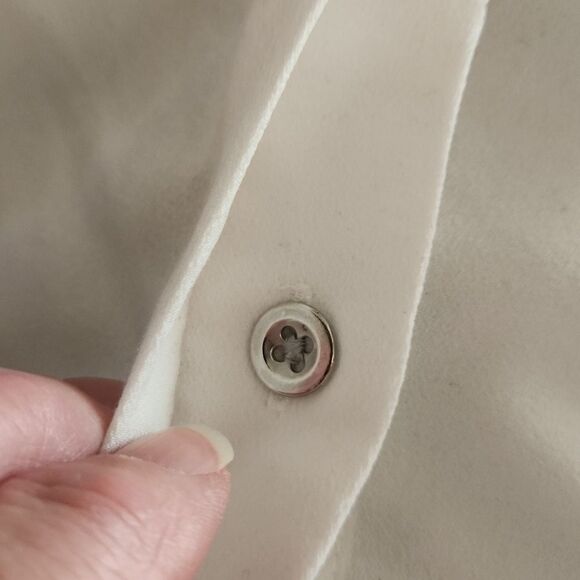 Calvin Klein women's small/petite white button front blouse adjustable sleeves - Picture 7 of 7